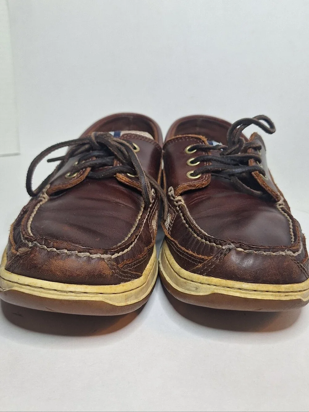 Sebago Clovehitch Waxed Brown Leather Mesh Boat Shoes Mens US 10 M Marine Grip